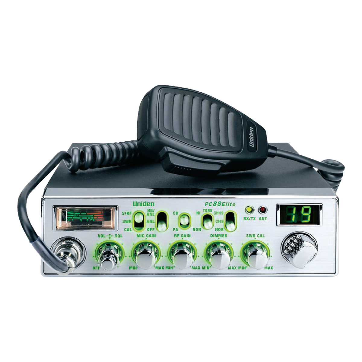 UNIDEN 40CHANNEL CB RADIO WITH ILLUMINATED FRONT PANEL PC88ELITE